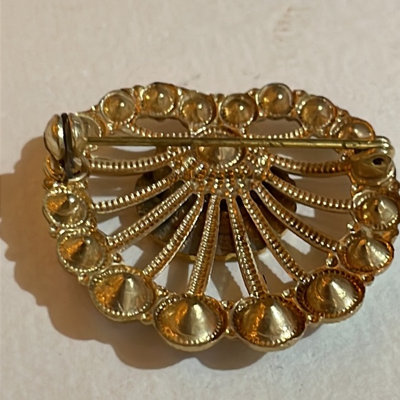VINTAGE ENAMEL fraternity PIN/BROOCH W/ AB RHINESTONES GOLD TONE - Picture 4 of 6